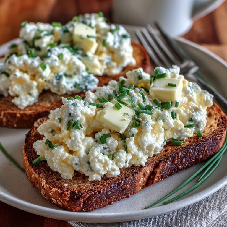 Protein-packed cottage cheese scrambled eggs, cooked gently for a rich, satisfying morning meal.