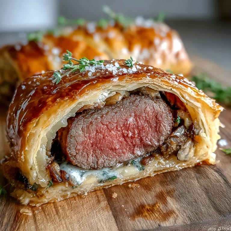 Handcrafted Beef Wellington appetizers with crisp pastry crust, savory mushroom filling, and perfectly seared beef, ready to serve at dinner parties.