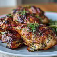 Golden baked chicken drumsticks coated in zesty ranch seasoning, served with crisp roasted green beans for a simple, keto-friendly dinner.