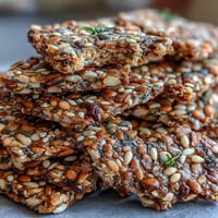Homemade Seed Crackers made with flax, sunflower, and sesame seeds, baked until golden and crunchy for a wholesome snack.